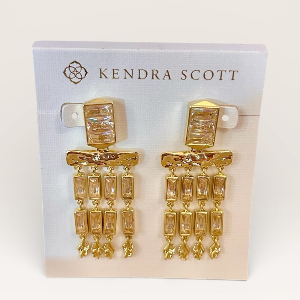 Kendra Scott Jessa Crystal Tassel Earrings Carded & w/Pouch